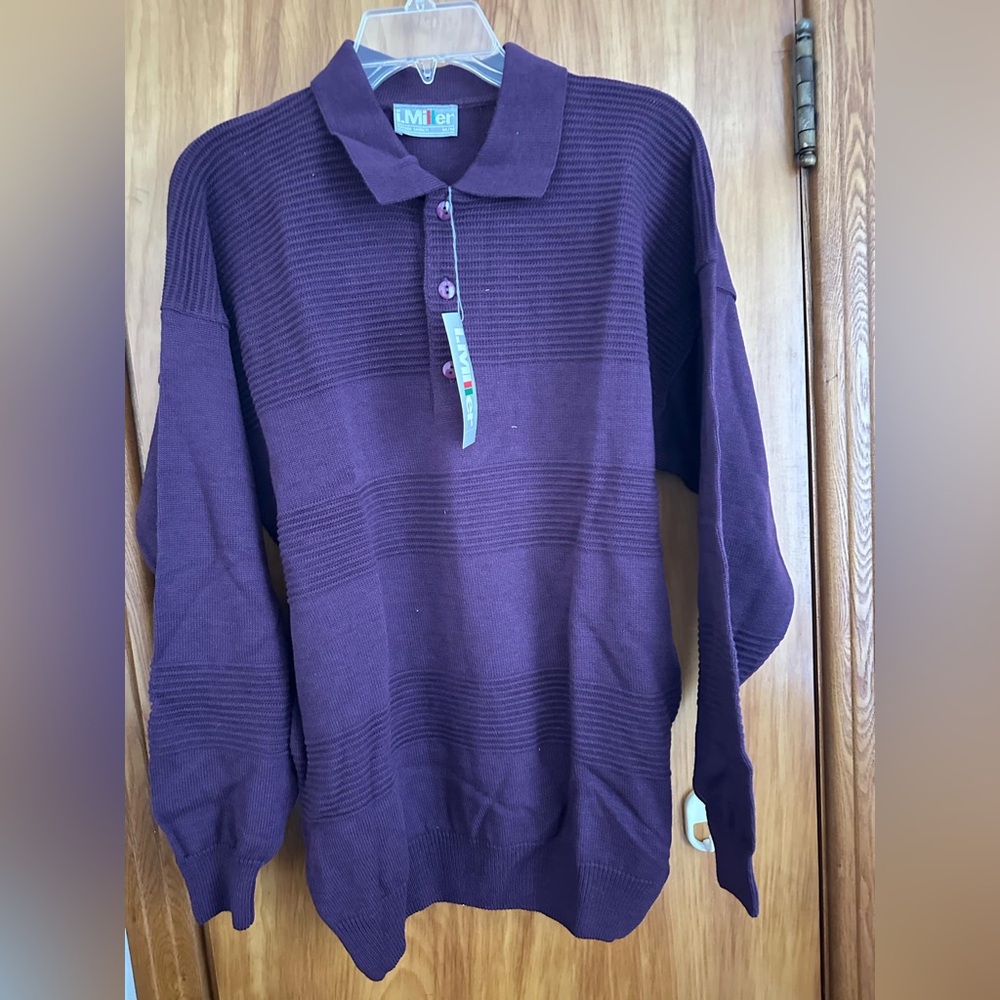 Polo-Style Sweater with Ribbed Texture and Relaxed Fit